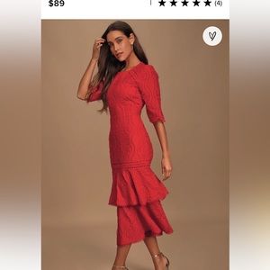 LuLus Red Embroidered Vineyard Dress